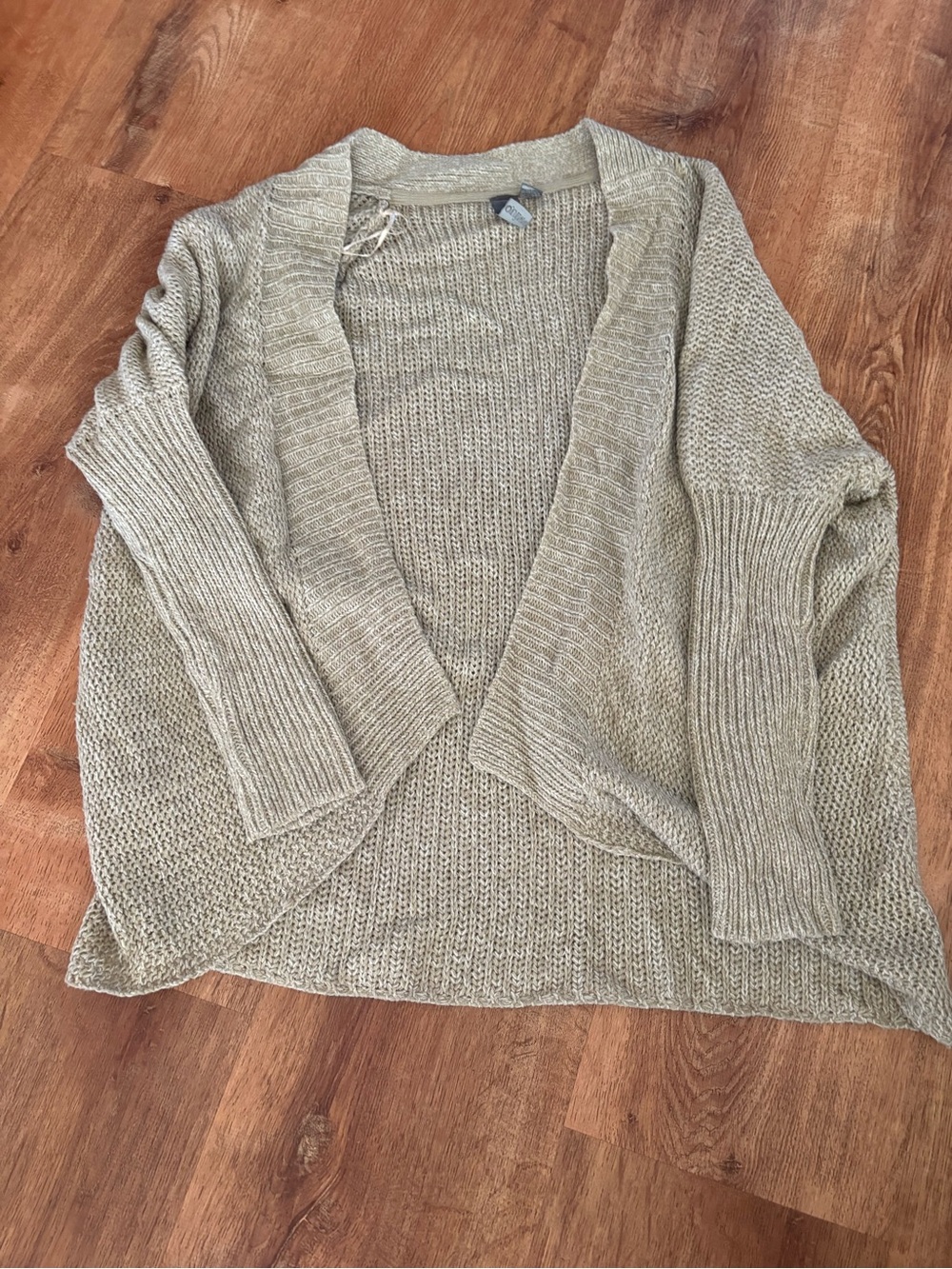Light Tan Open-Front Women's Sweater Cardigan